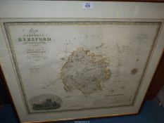 A framed Map of Herefordshire published by Greenwood & Co., 34'' x 31'' overall including frame.