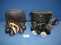 Two pairs of cased binoculars - Carl Zeiss Jena and Omiya, both 8 x 30.