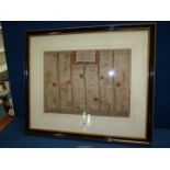 A framed and mounted John Ogilby hand coloured road strip map titled 'The Continuation of the road