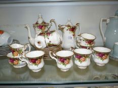 A Royal Albert, Old Country Roses coffee set to include coffee pot, ten cups and saucers,