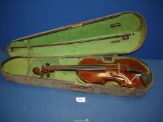 A Violin in case, labelled Maidstone by Murdoch & Co.