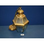 A brass and glass bevel edged panel ceiling light, 12 1/2'' tall.