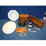 A quantity of miscellanea to include WWII RAF Map reading glasses, Respirator glasses,