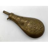 An American mid 19th century brass powder flask,