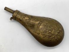 An American mid 19th century brass powder flask,