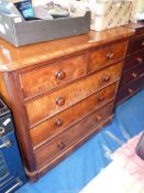 A circa 1900 Mahogany Chest of three long and two short Drawes having turned wooden handles,