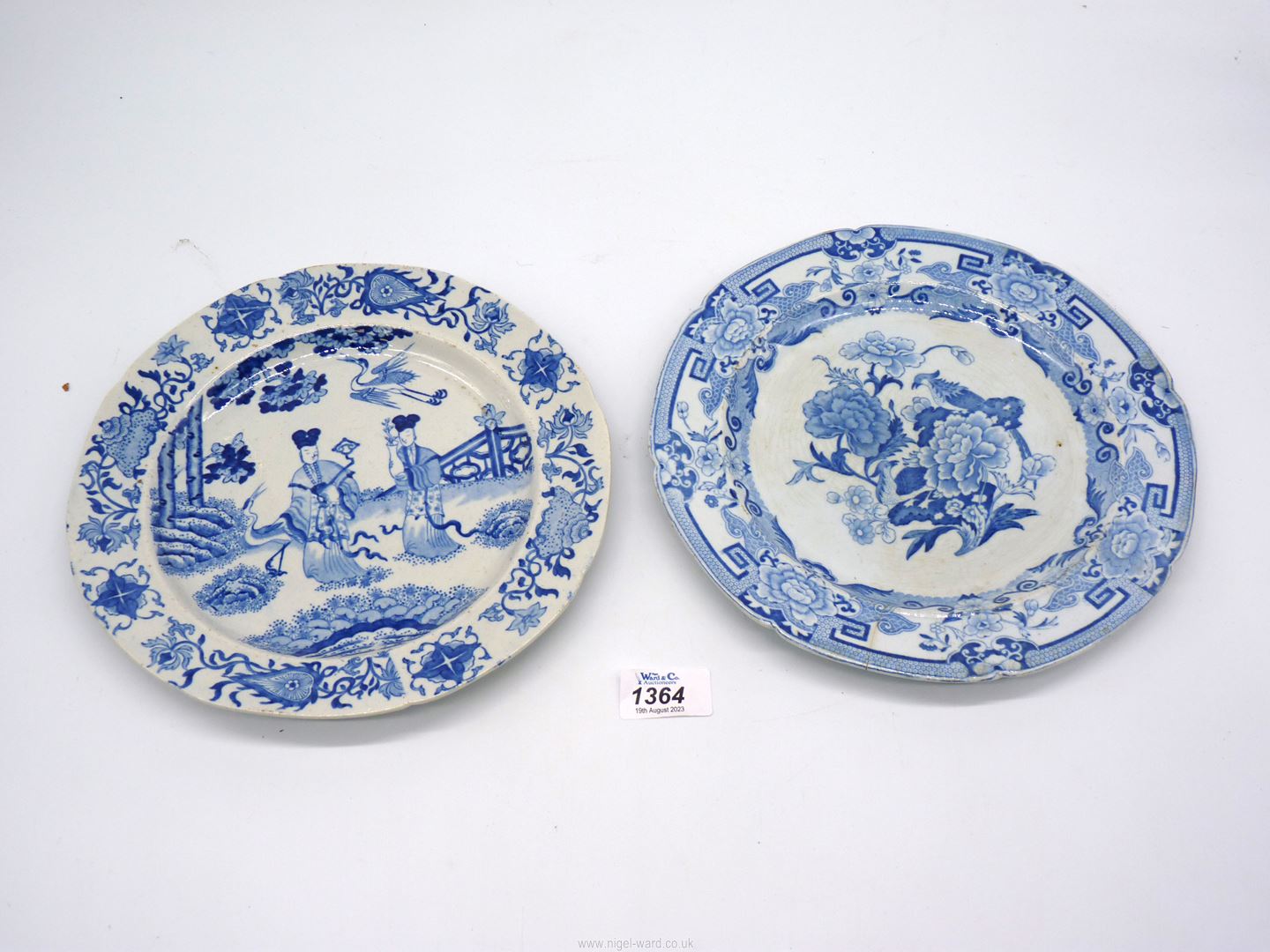 Two Mason's Ironstone plates, both in blue and white,