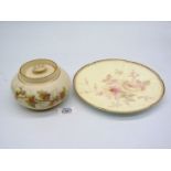 A Royal Worcester, Grainger low jar and cover, having hand painted foliage,