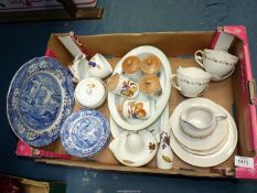 A small quantity of Evesham china including five herb jars, some fading to lids, sugar bowl,