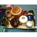 A quantity of Studio pottery including Hebridean, French Studio etc plus a large brown Teapot.