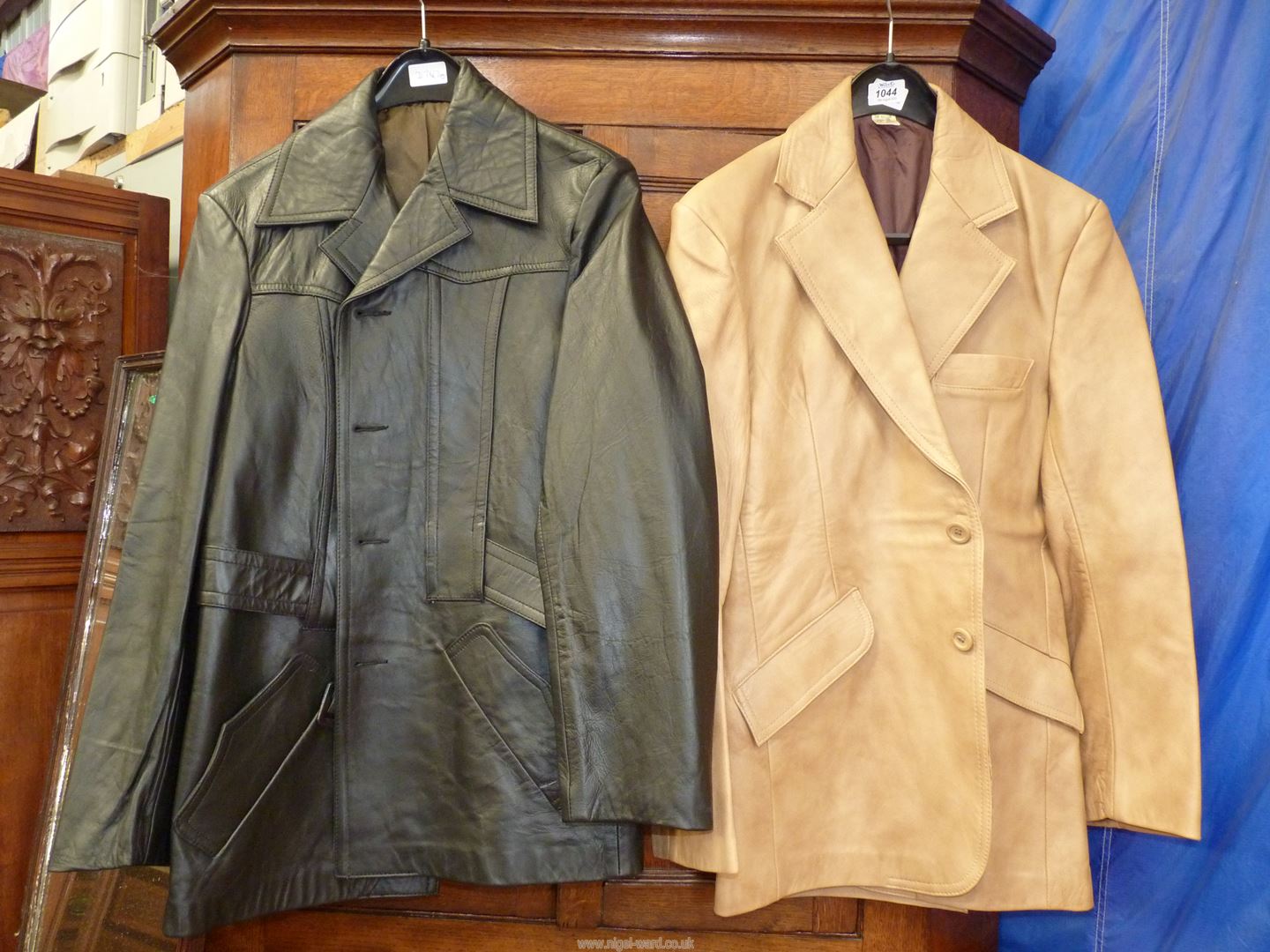 Two Gents Nappa leather jackets in black and tan, size 38 and 40.