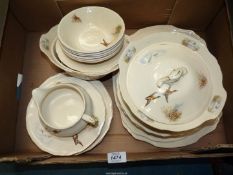 A quantity of Alfred Meakin 'Wildfowl' dinnerware including dinner, salad and tea plates, bowls,