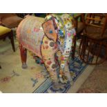 A textile Rajasthan Elephant, very large and colourful, decorated with beads and mirrored sequins,