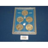 A set of United Kingdom crowns in a presentation case; Churchill 1965, Silver Jubilee 1977,