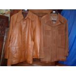 Two Gents jackets including Welbar tan suede and dark tan belted style, size 38/40.
