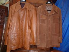Two Gents jackets including Welbar tan suede and dark tan belted style, size 38/40.