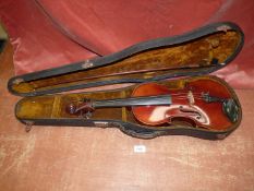 A French Violin in case with bow a/f.