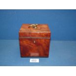 An 18th century campaign Tea caddy having dark and light-wood spiral beading detail to the