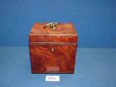 An 18th century campaign Tea caddy having dark and light-wood spiral beading detail to the