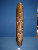 A large wooden 'Fish design' Mask from Santander, Spain, approx 40".