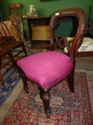 A circa 1900 Mahogany framed side Chair having an interwoven carved wood cross-splat,
