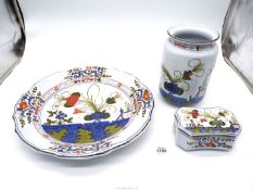 Three pieces of Italian Faenza porcelain including charger,
