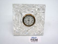 A Cavan crystal miniature mantle clock.