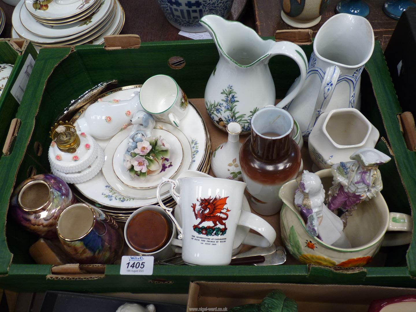 A quantity of china including Royal Doulton 'Juno' jug, Royal Worcester 'Herbs' jug,