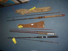 Three fishing rods, Milbrow Ghillie 7' 6" spinning rod,