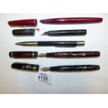 A quantity of Pens to include Parker, two with 14ct nib and Conway Stewart.