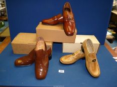 Three pairs of Gents slip on shoes, all leather, size 8 including David Scott, J.C.