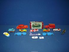 A small quantity of die-cast cars including V.W, Bluebird by Corgi, Matchbox, etc.