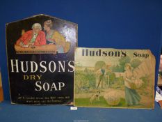 Two delightful 'Hudson's Soap' advertising boards, one double sided.