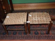 A pair of woven seagrass seated Stools, each 12 1/2'' x 10 5/8'' x 9 1/2'' high.