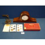 A small quantity of miscellanea including gophering iron stand, mantle clock (a/f.