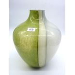 A very heavy large double layered vintage tapered glass vase with concave base,