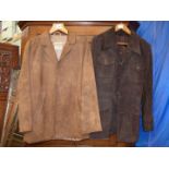 Two Gents suede jackets including Suedecraft of Bradford dark tan and another chocolate brown,