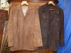 Two Gents suede jackets including Suedecraft of Bradford dark tan and another chocolate brown,