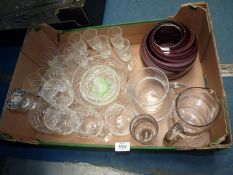 A quantity of glass including Edinburgh wine glasses, studio vase, old rummer,