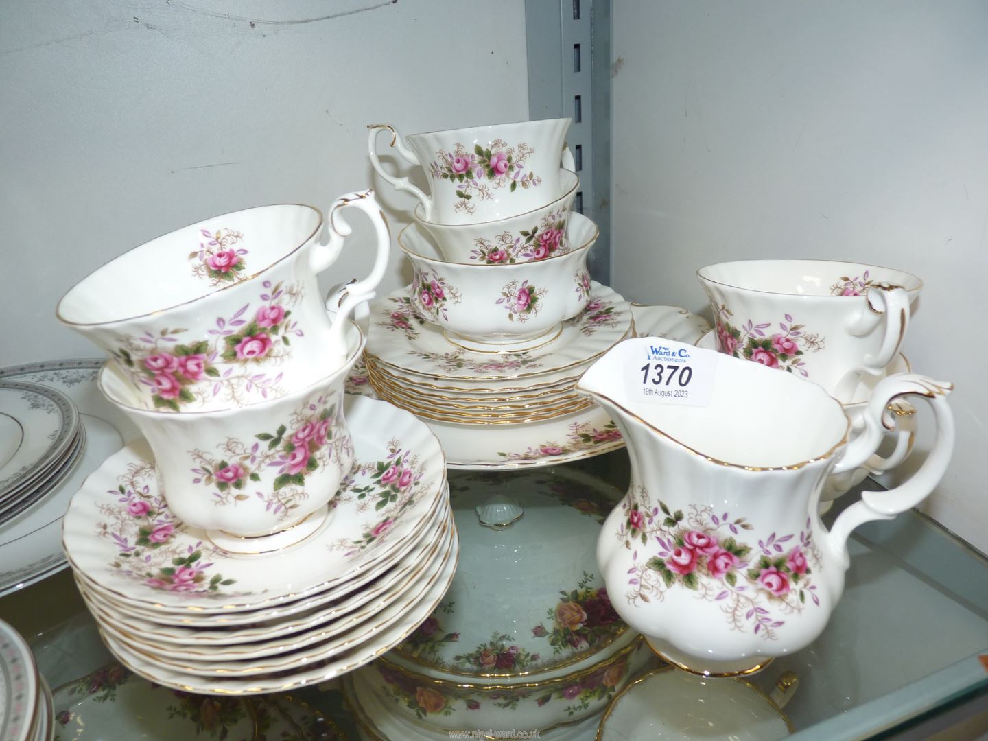 A Royal Albert, Lavender Rose twenty-one piece tea set, brand new, never been used.