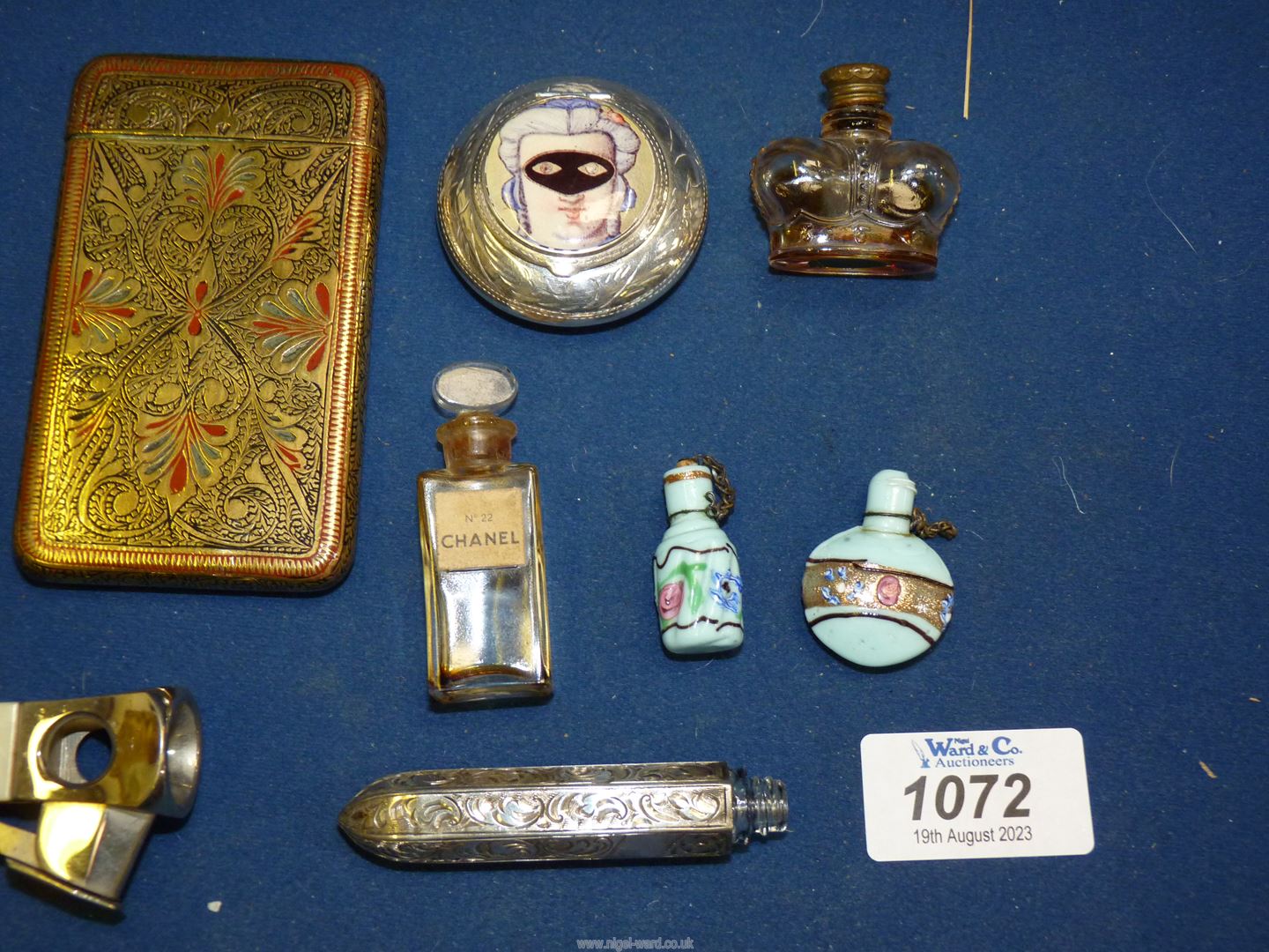 A small quantity of miscellanea including cigar cutter, brass engraved cigarette case, - Image 2 of 2