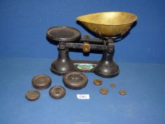 A set of metal Weighing scales by F.J. Thornton & Co. Ltd.