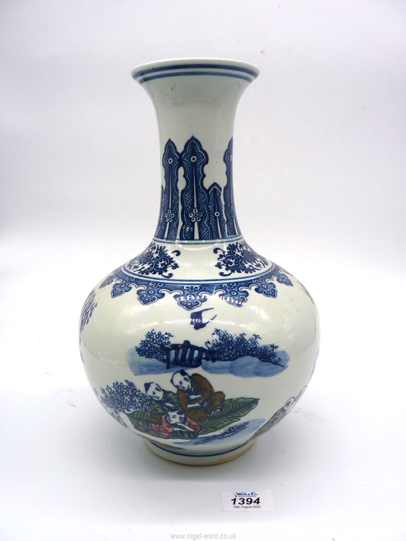 An Oriental vase with six character mark to base surrounded by two concentric circles, - Image 2 of 4