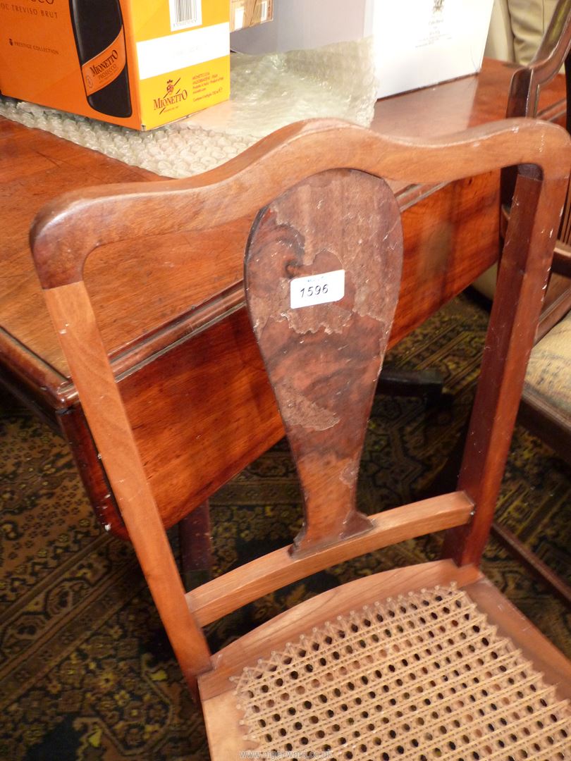 A mixed woods framed cane seated Bedroom/Side Chair standing on cabriole front legs. - Image 3 of 3