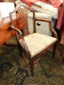 A Georgian Mahogany open armed Elbow/Carver Chair having elegant swept arms,