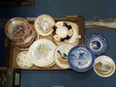 A box of display and other plates including Royal Copenhagen,