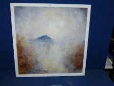 A modern framed Acrylic on canvas titled verso "Mist Clearing British Camp",