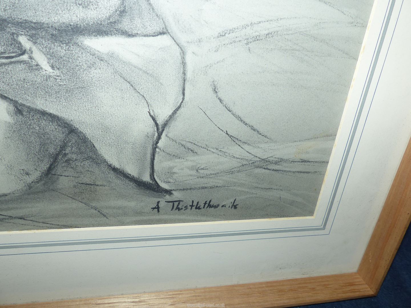 Two framed and mounted Ann Thistlewaite pastel drawings to include Mother and her two children and - Image 5 of 5