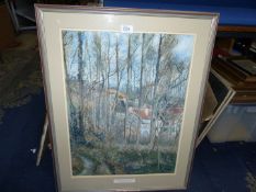 A framed and mounted Camille Pizarro Print "The Cote Des Boeufs at L'Hermitge".