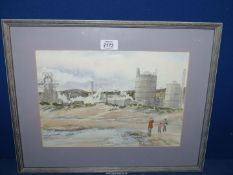 A framed and mounted Watercolour titled verso "South Gare", signed lower right J. Norman.